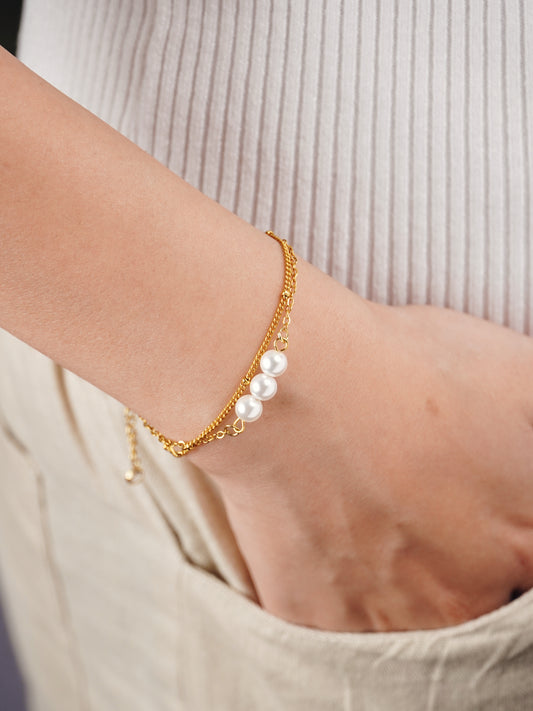 Dual layer Pearl charm bracelet