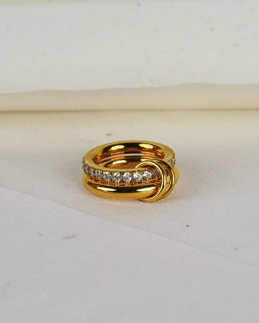 gold dual zircon ring with gold