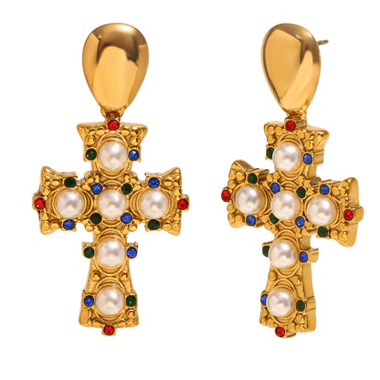 Vintage cross earrings