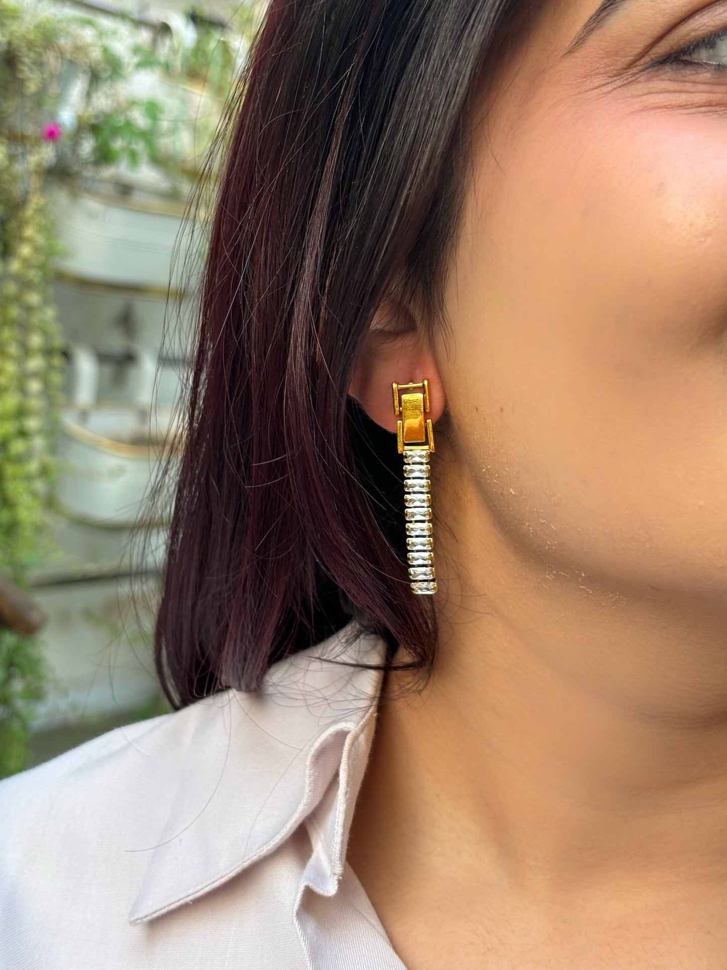 Tennis locket earrings
