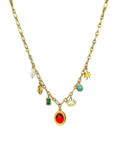 Red Retro Charm necklace