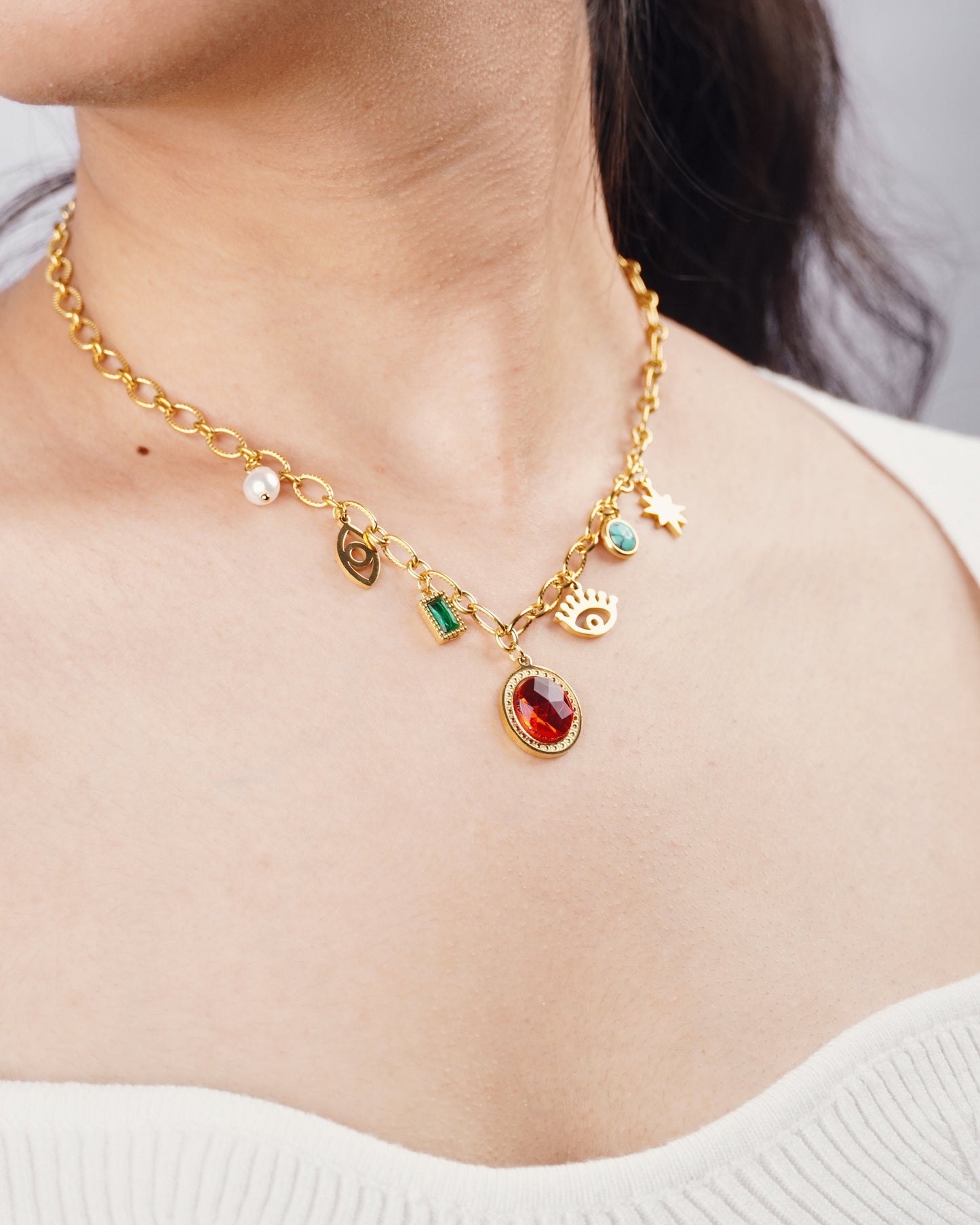 Red Retro Charm necklace