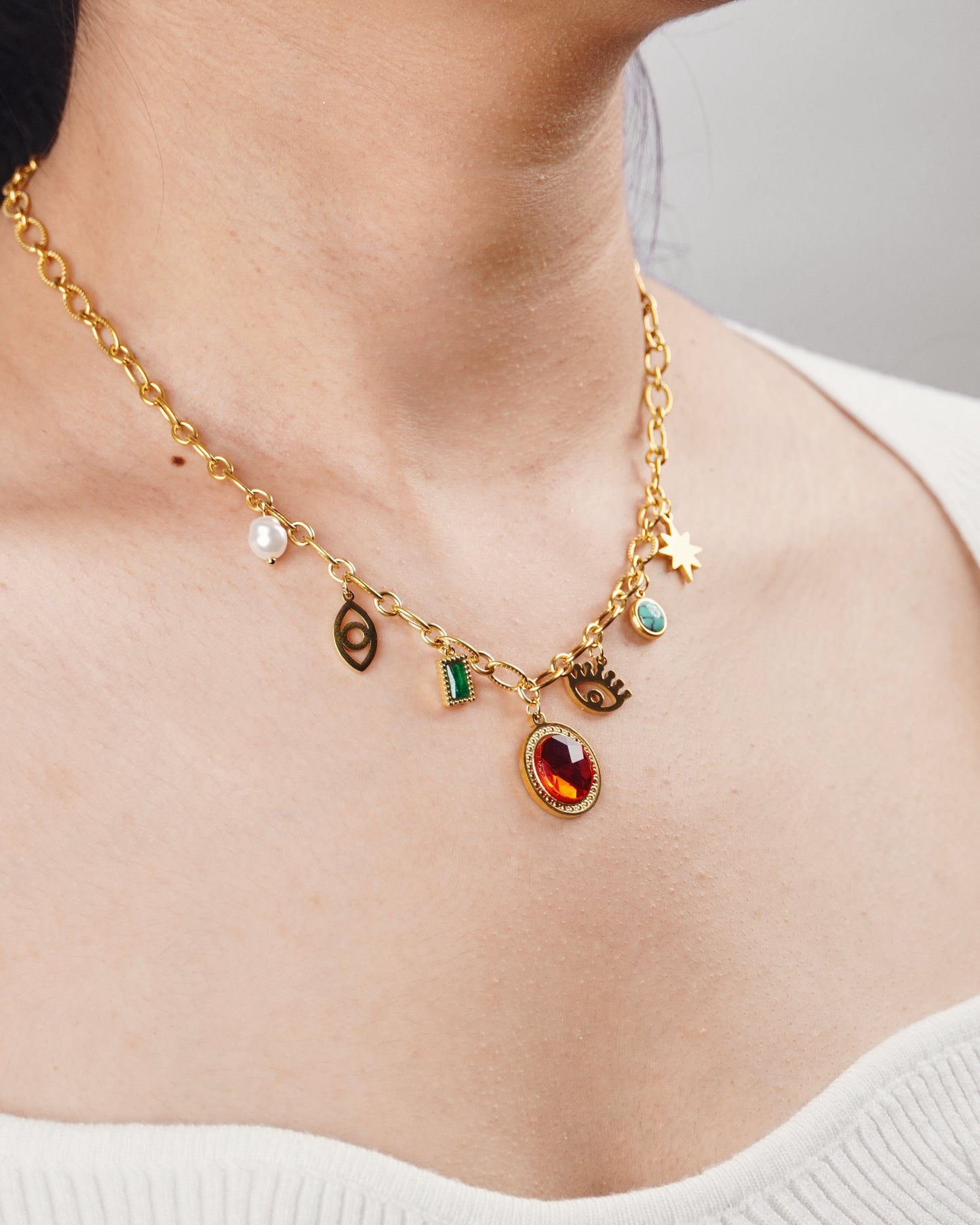 Red Retro Charm necklace