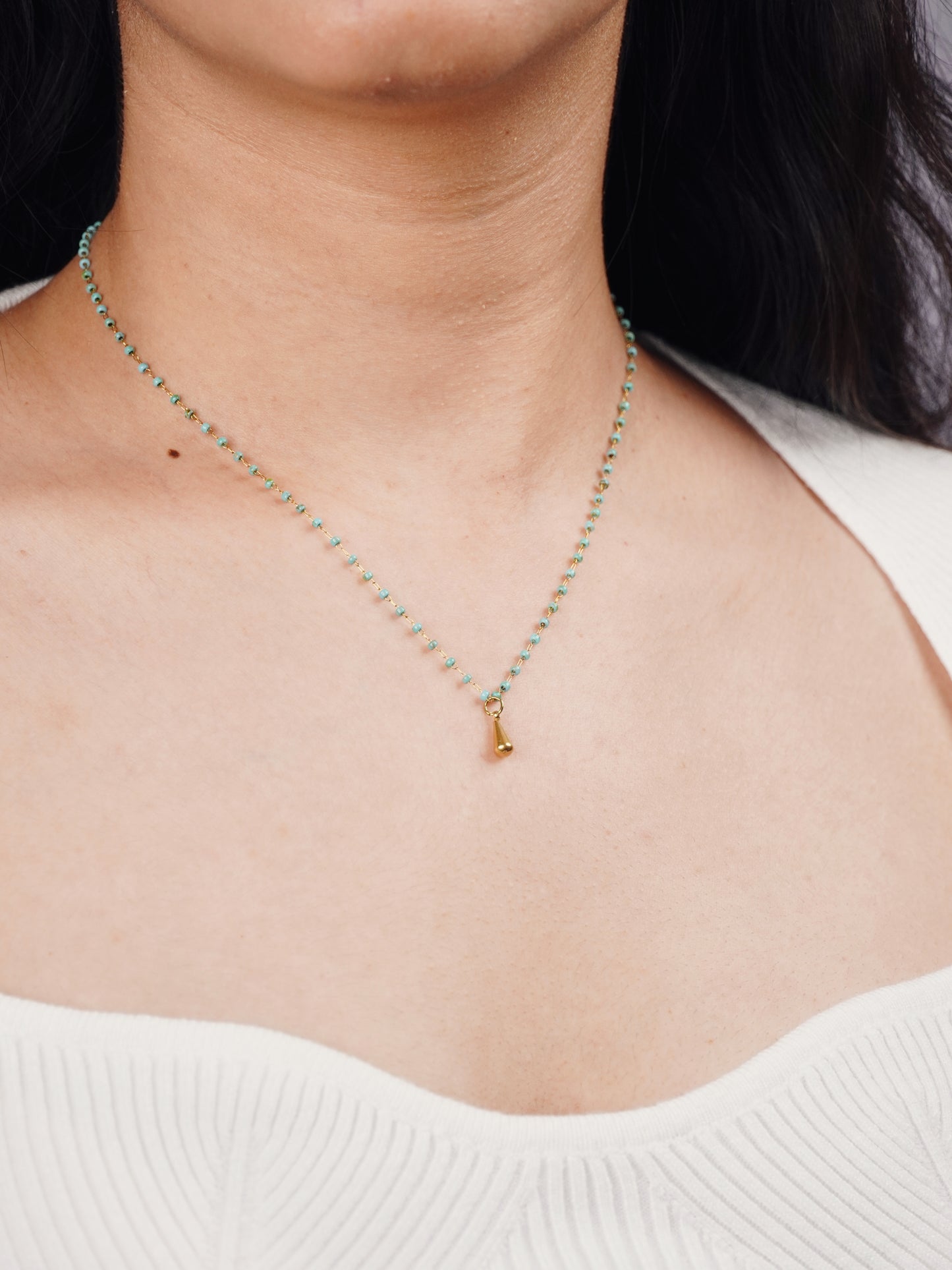 Aqua Bloom Drop necklace