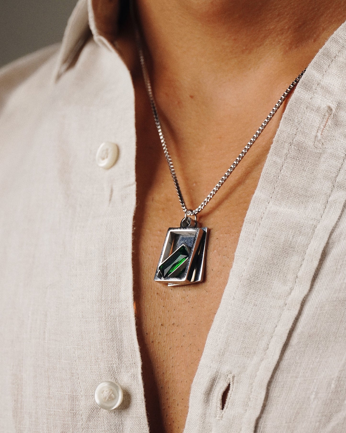 Men's Emerald Locket chain