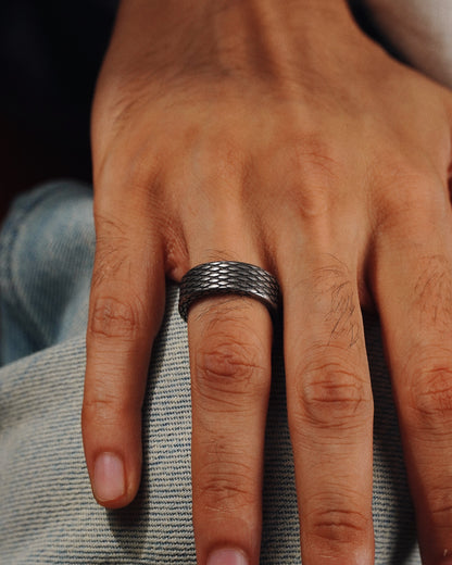 Men's Diamond Plaid Ring