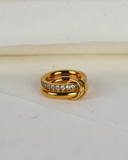 gold dual zircon ring with gold