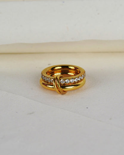 gold dual zircon ring with gold