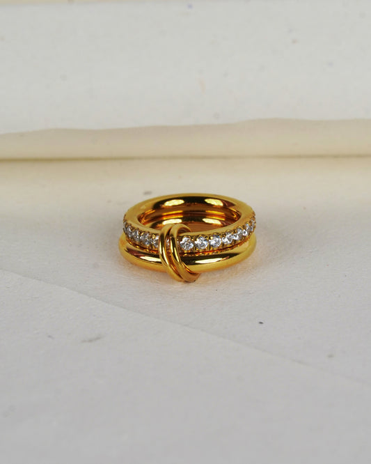 gold dual zircon ring with gold